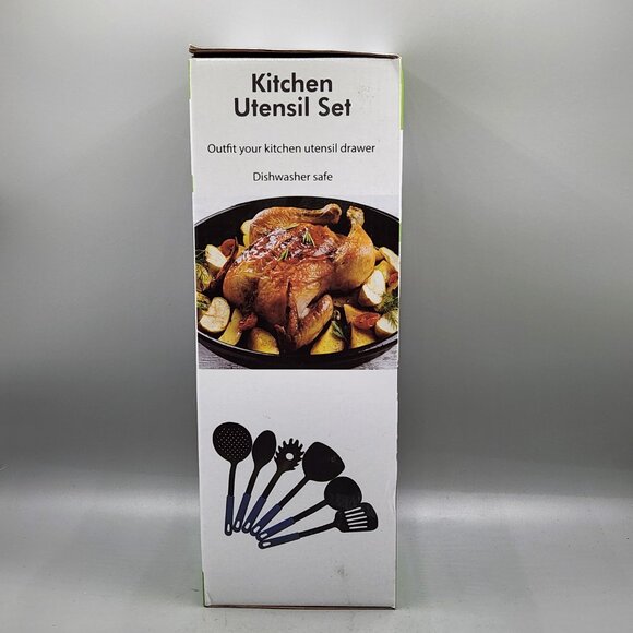 New 6 Piece Kitchen Utensil Set Plastic Nylon Non Scratch Cooking Black - Picture 2 of 6